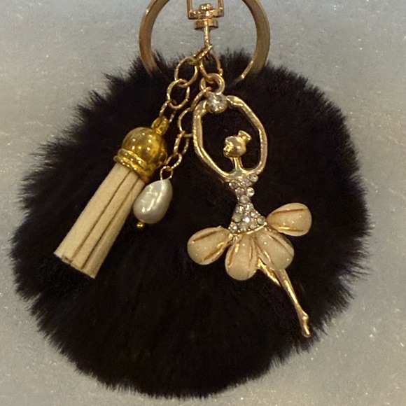 Ballerina Charm Keychain w/Pom Pom Tassel-Elegant Ballet Dancer Purse Charm –New - Picture 2 of 7